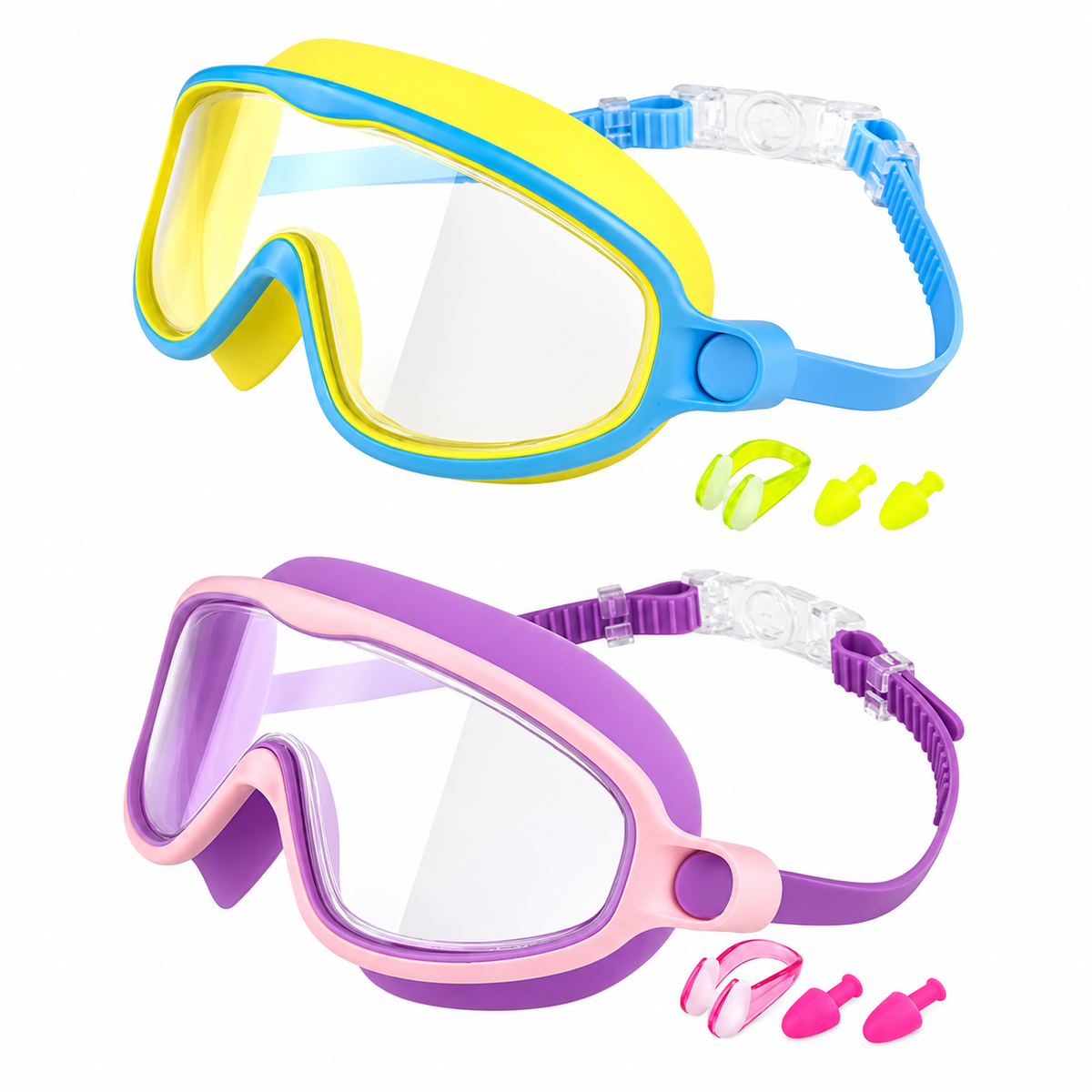 Kids Swimming Goggle Set — Diving Eyewear, Nose Clip & Ear Plugs
