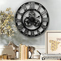 Steampunk Black Metal Wall Clock with Oversized Roman Numerals - Esilora