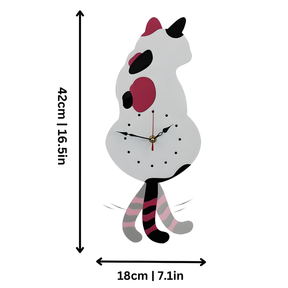 TailTick Silent Cat Wall Clock — Swinging Tail Pendulum