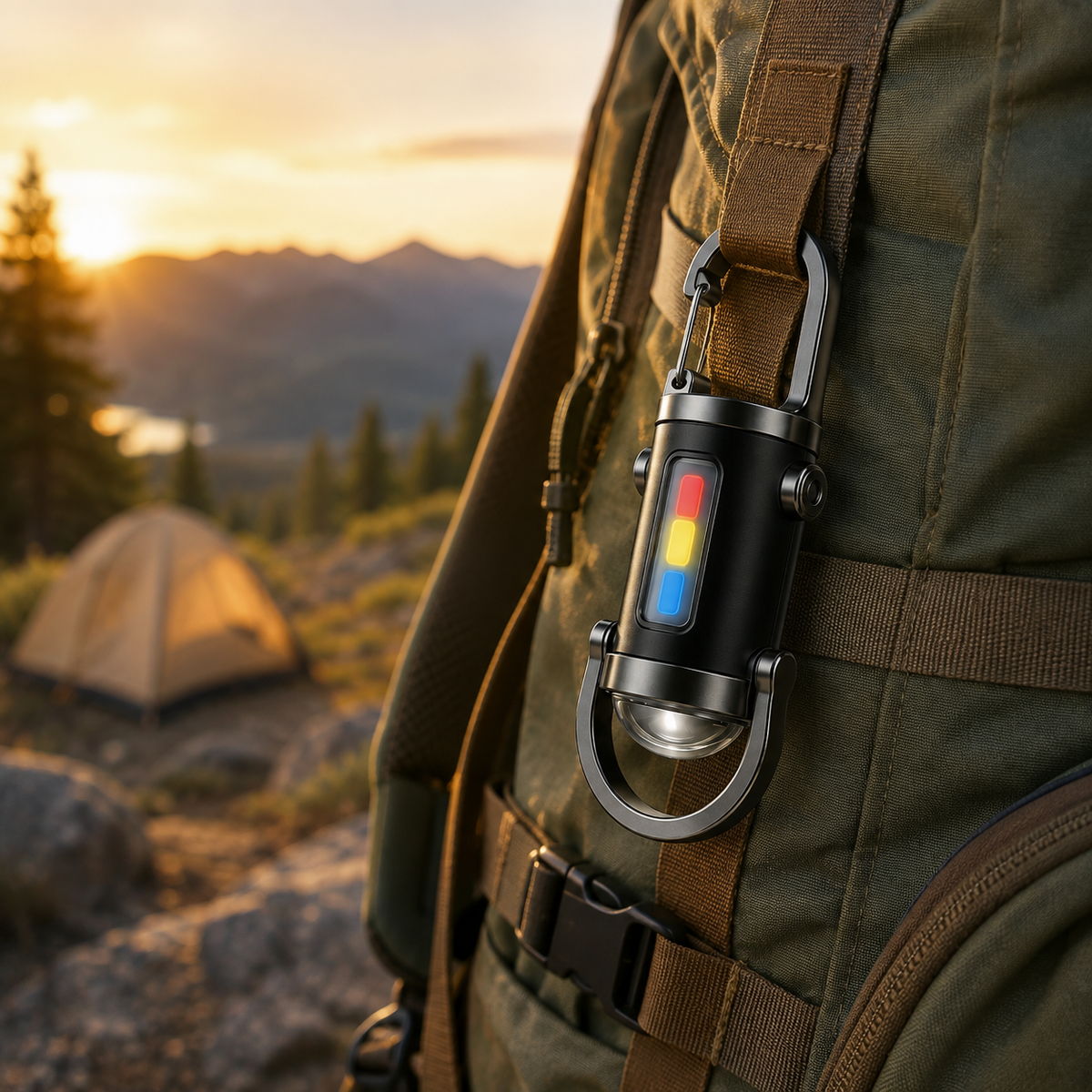 Lampe torche LED rechargeable - Mode stroboscopique et mousqueton