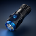 مصباح يدوي صغير قابل لإعادة الشحن بثلاثة مصابيح LED - مقاوم للماء، وتصميم مدمج