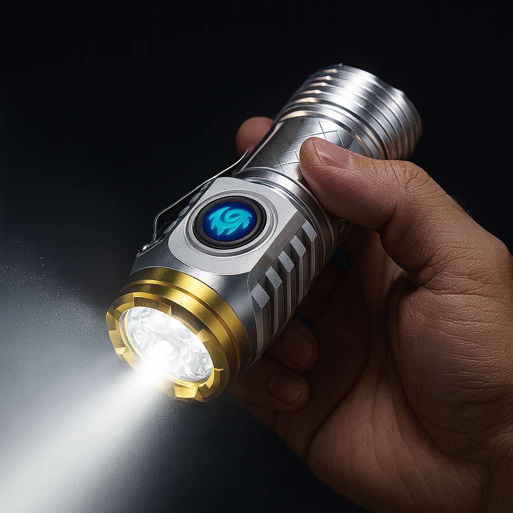 مصباح يدوي صغير قابل لإعادة الشحن بثلاثة مصابيح LED - مقاوم للماء، وتصميم مدمج