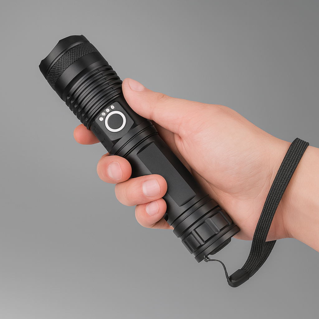 Rechargeable LED Flashlight — Aluminum Body, Ultra-Bright, XHP50 Diode