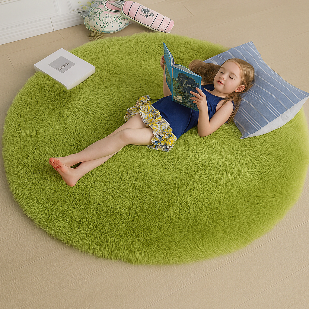 Fluffy Round Rug — Soft Cozy Dense Pile