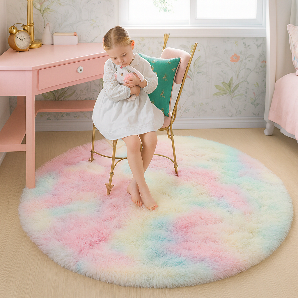 Fluffy Round Rug — Soft Cozy Dense Pile