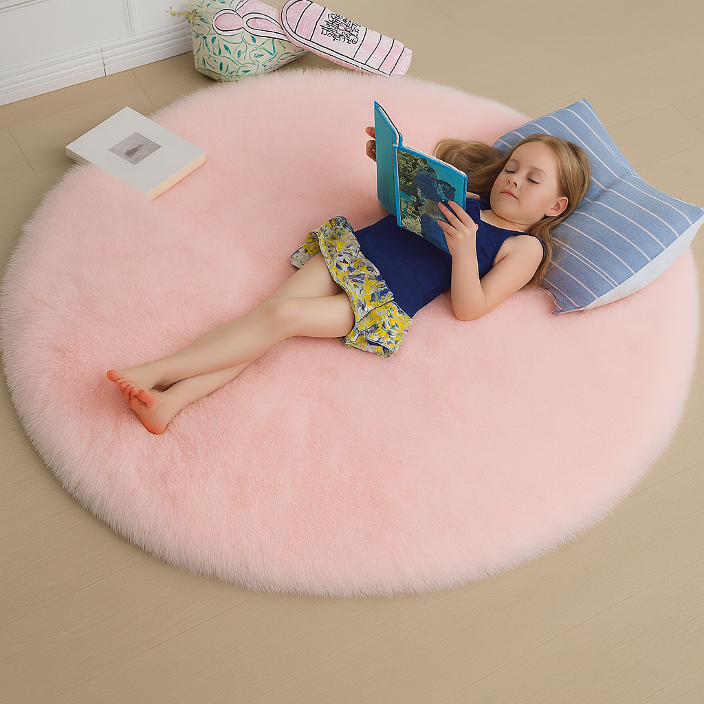 Fluffy Round Rug — Soft Cozy Dense Pile