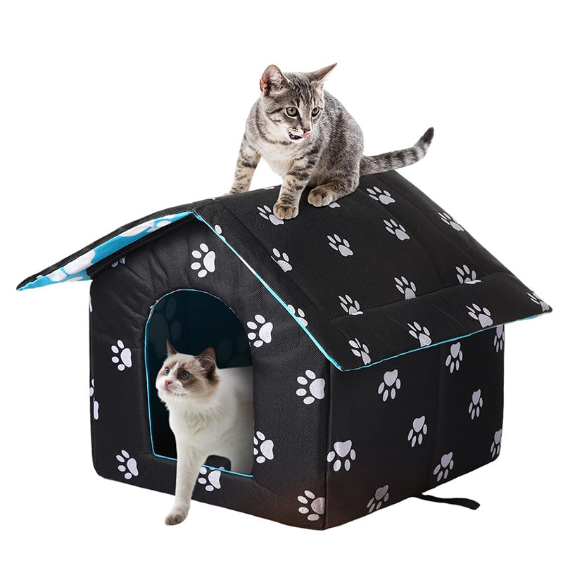 ThermaPaw Enclosed Cat House — Self-Warming Pad, Weather Shelter