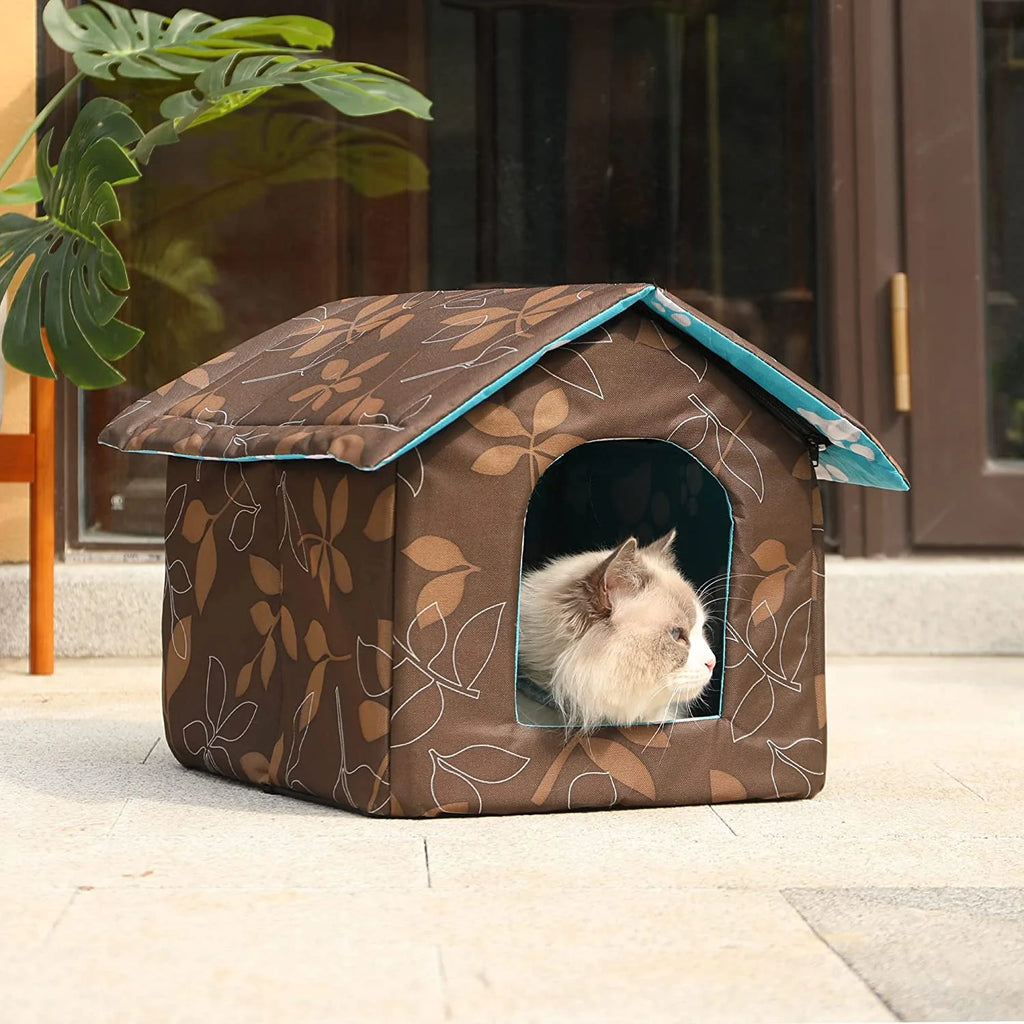 ThermaPaw Enclosed Cat House — Self-Warming Pad, Weather Shelter