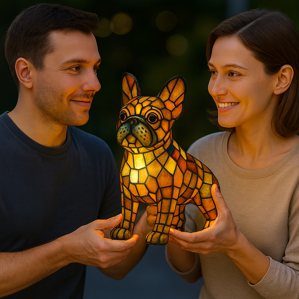 Stained Glass Dog Table Lamp — Decorative Animal Light