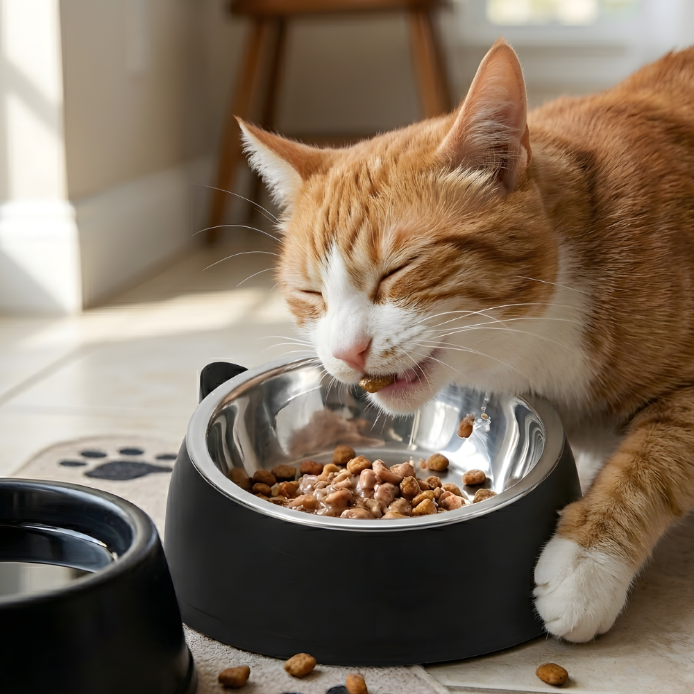 TiltBowl Removable Stainless Steel Angled Cat Feeding Bowl