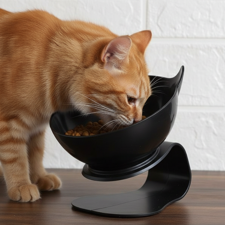 TiltFeed Raised Cat Bowl — Angled Dish for Comfortable Feeding