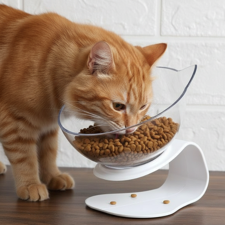 TiltFeed Raised Cat Bowl — Angled Dish for Comfortable Feeding