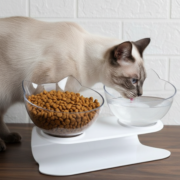 TiltFeed Raised Cat Bowl — Angled Dish for Comfortable Feeding