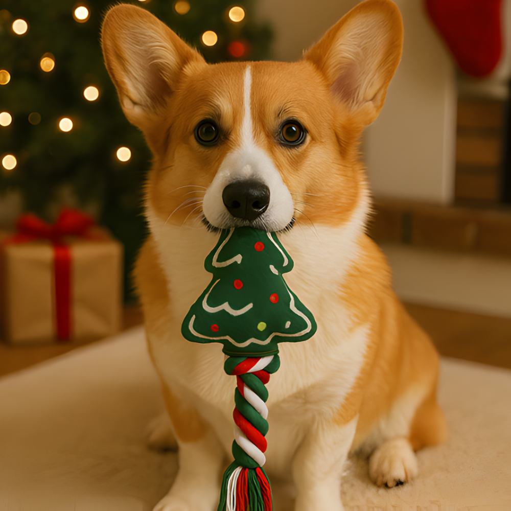 TinselTug 6-Pack Holiday Rope Plush Chew & Tug Dog Toys