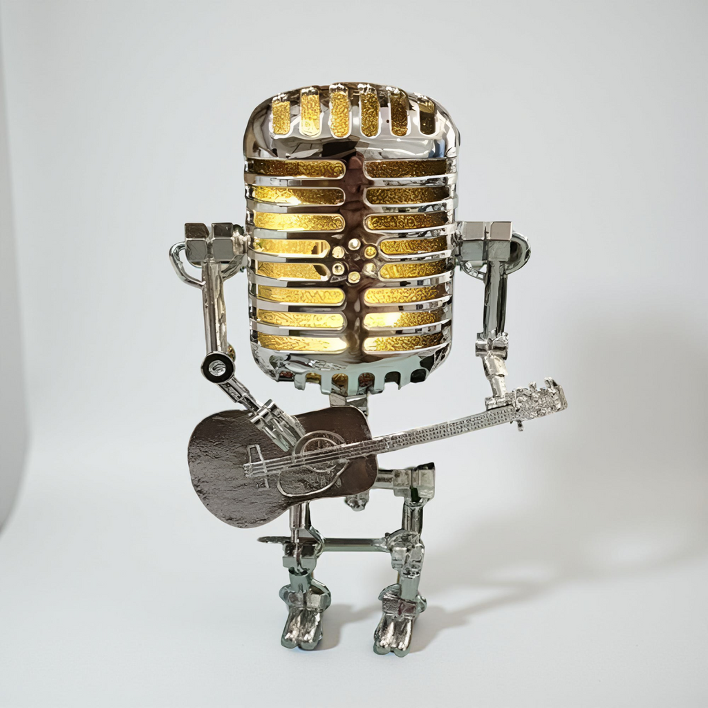 Industrial Metal Table Lamp — Retro Robot Sculpture