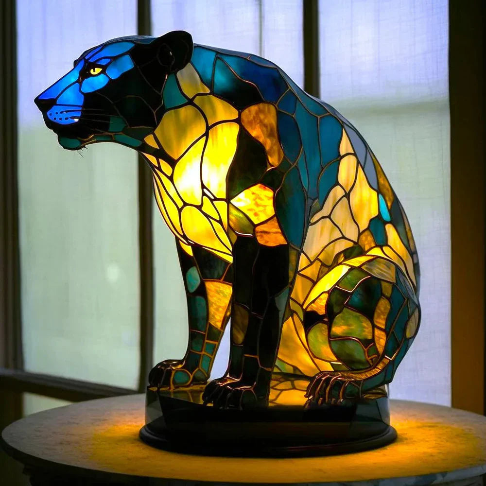 Handcrafted Stained Glass Table Lamp — Animal Motif Decorative Art Light