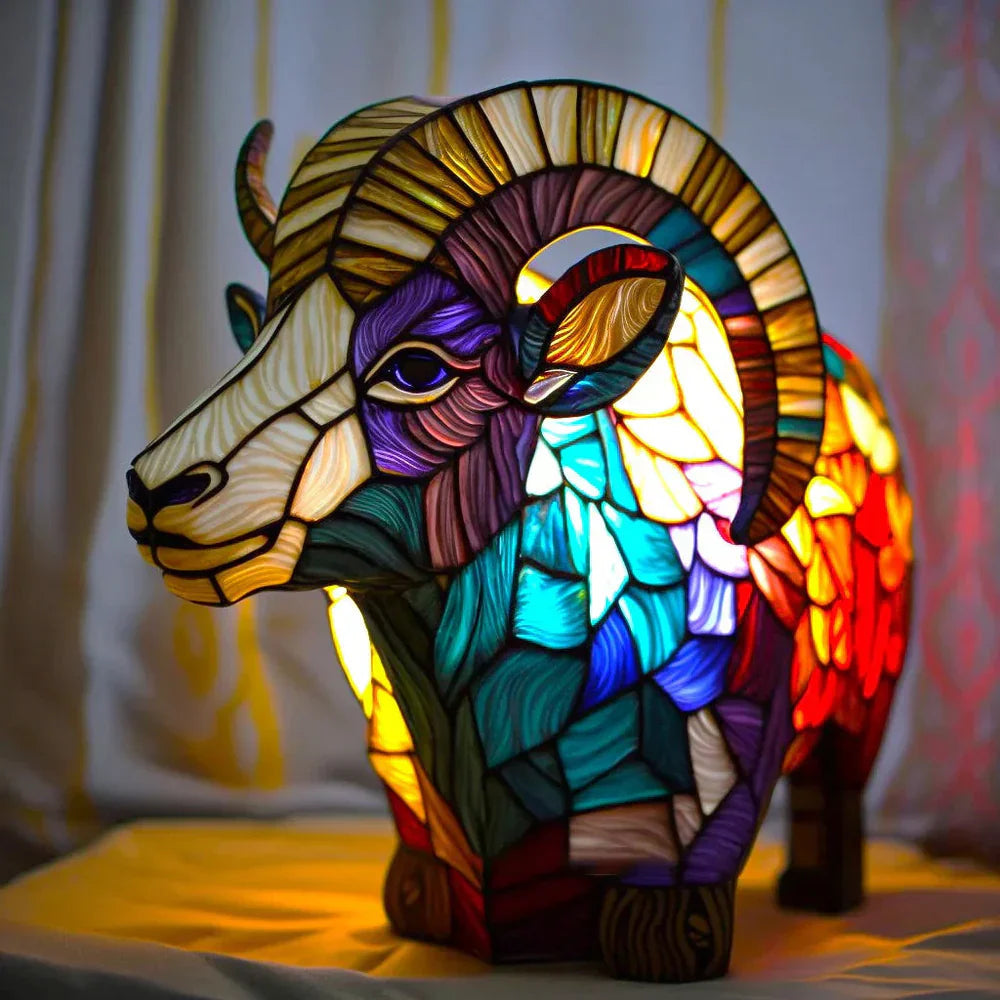 Handcrafted Stained Glass Table Lamp — Animal Motif Decorative Art Light