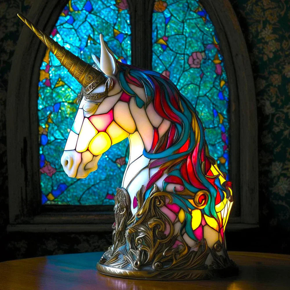 Handcrafted Stained Glass Table Lamp — Animal Motif Decorative Art Light