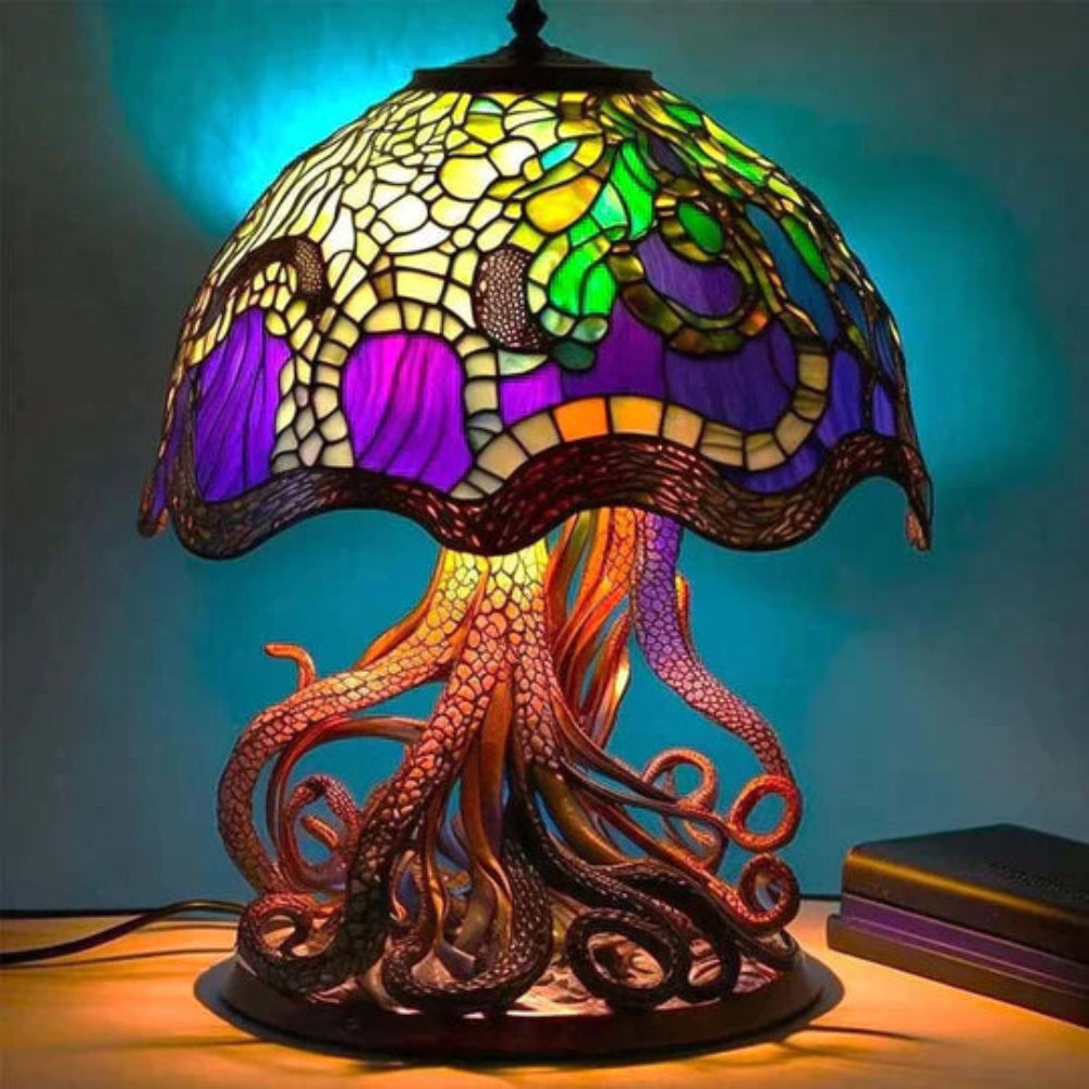 Mushroom Design Table Lamp — Glass Mosaic LED Decorative Light