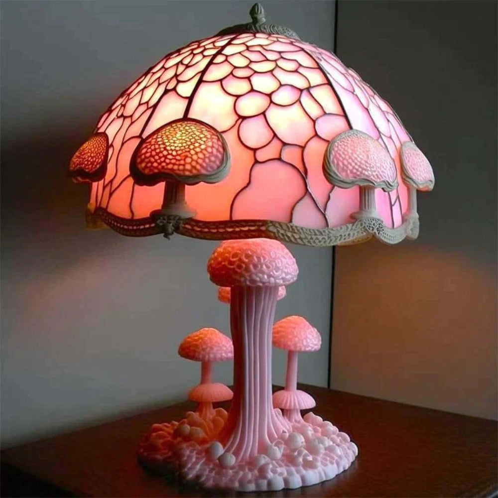 Mushroom Design Table Lamp — Glass Mosaic LED Decorative Light