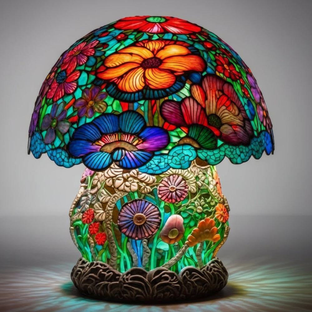 Mushroom Design Table Lamp — Glass Mosaic LED Decorative Light