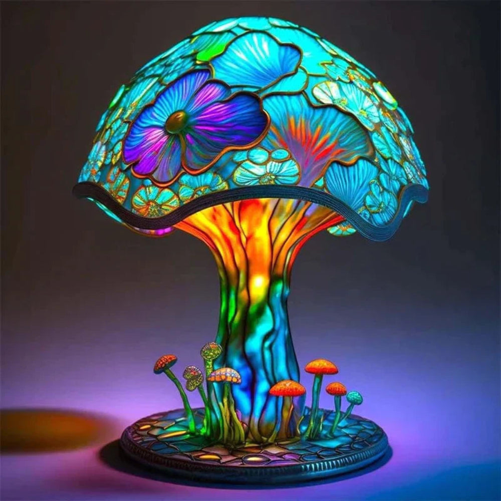 Mushroom Design Table Lamp — Glass Mosaic LED Decorative Light
