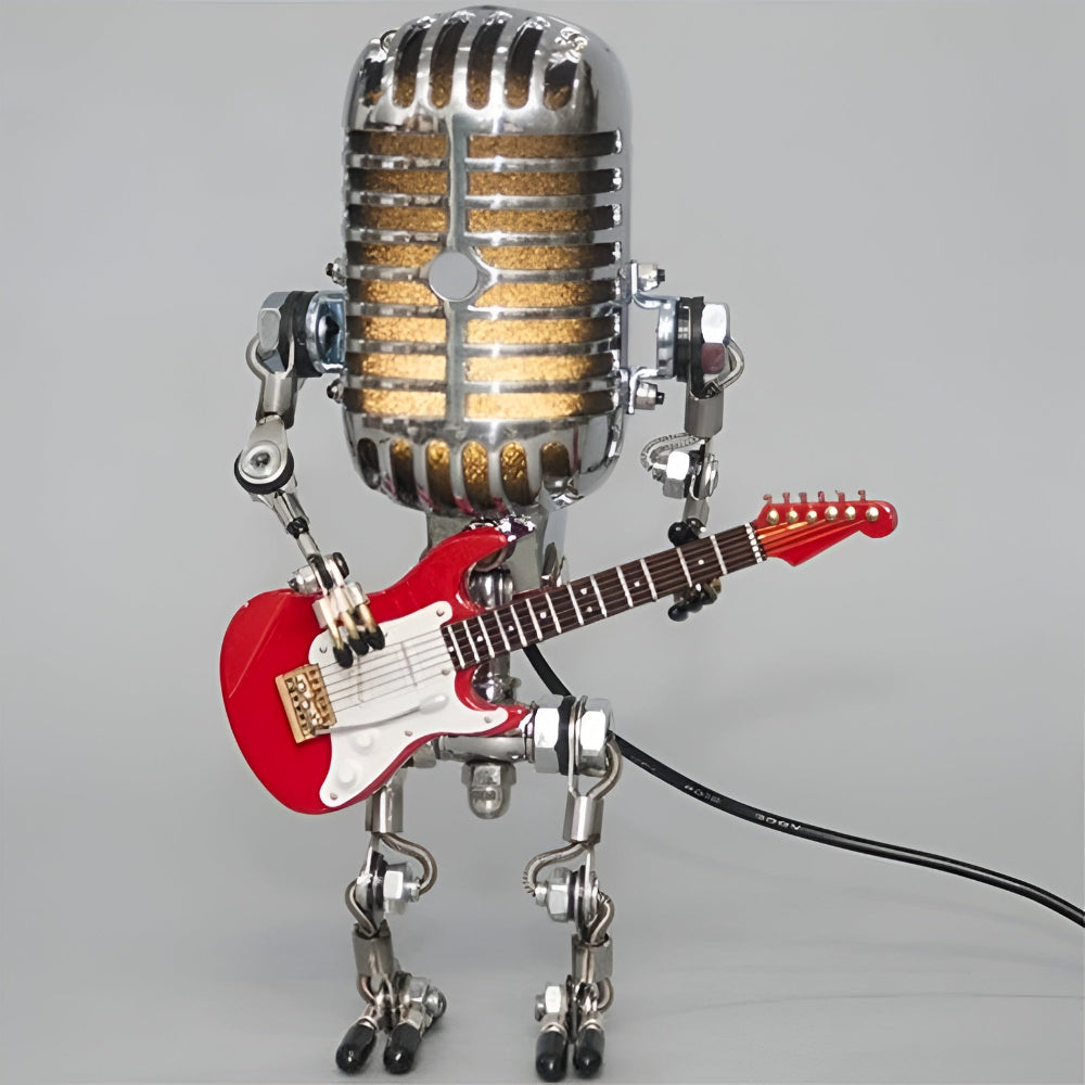 Industrial Metal Table Lamp — Retro Robot Sculpture