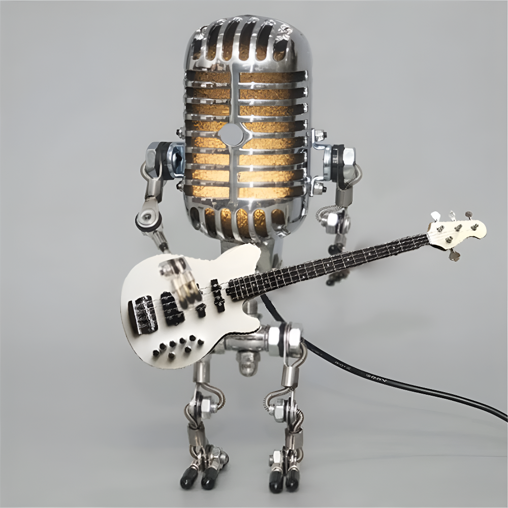 Industrial Metal Table Lamp — Retro Robot Sculpture