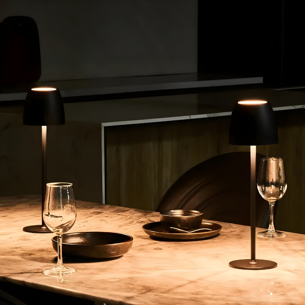 Modern Metal Table Lamp — Dimmable, Wireless, Waterproof