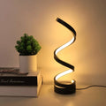 Contemporary LED Table Lamp — Twisted Spiral Form, Multi-Level Dimming