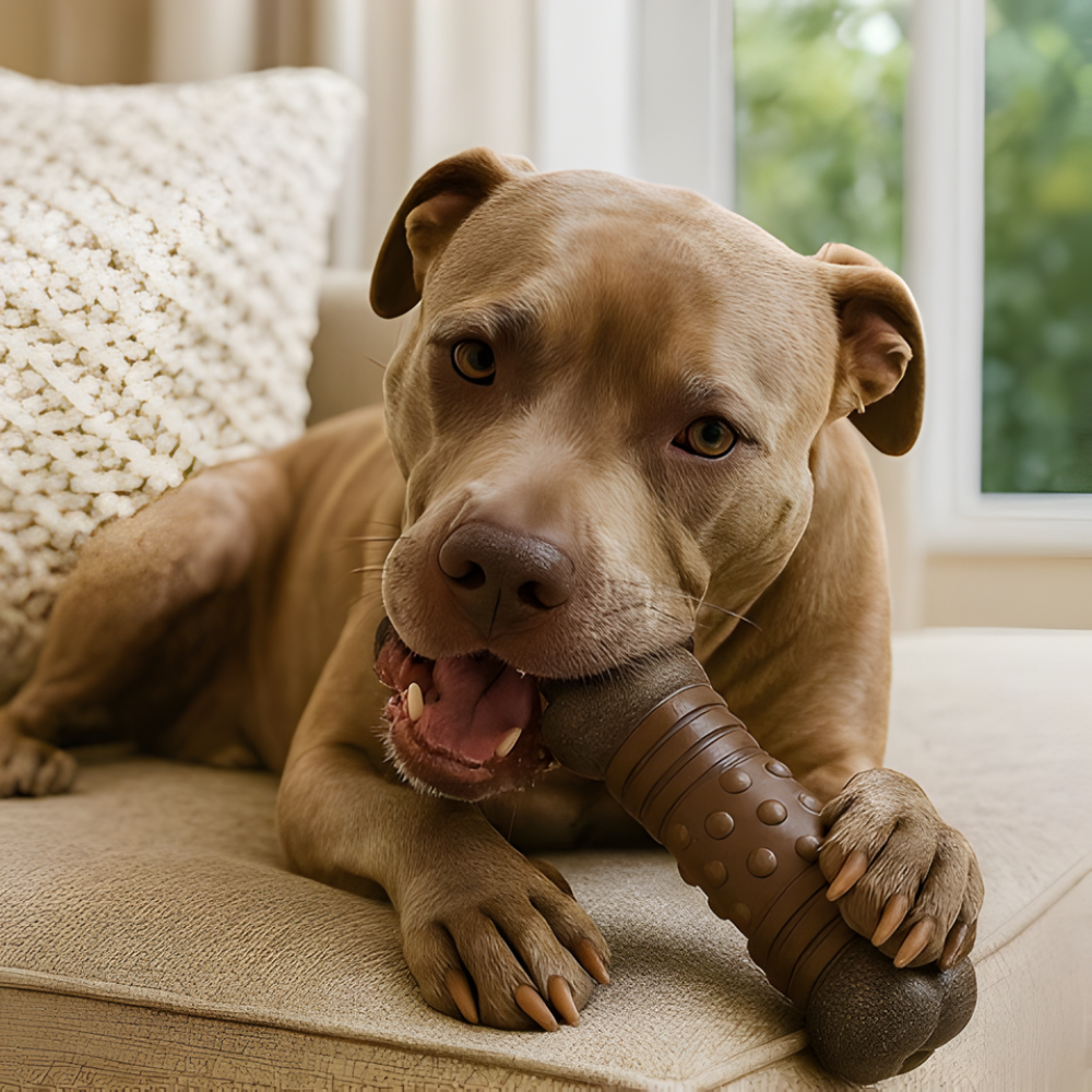 TitanBone Squeaky Dog Bone Toy — Ultra-Tough Textured Chew