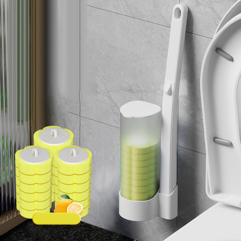 Flexible Toilet Brush — Replaceable Foam Detergent Applicators