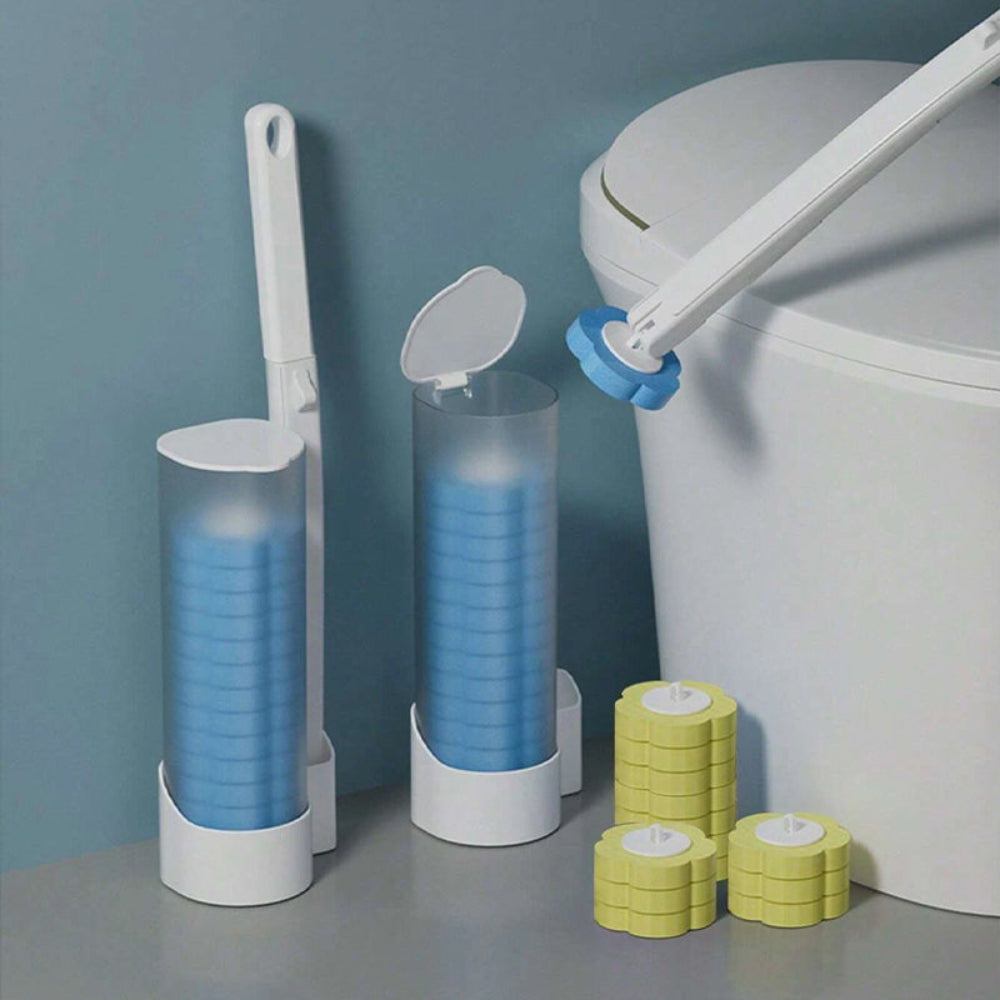 Flexible Toilet Brush — Replaceable Foam Detergent Applicators