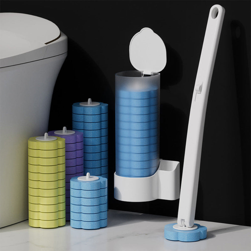 Flexible Toilet Brush — Replaceable Foam Detergent Applicators