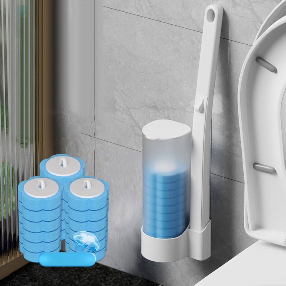 Flexible Toilet Brush — Replaceable Foam Detergent Applicators