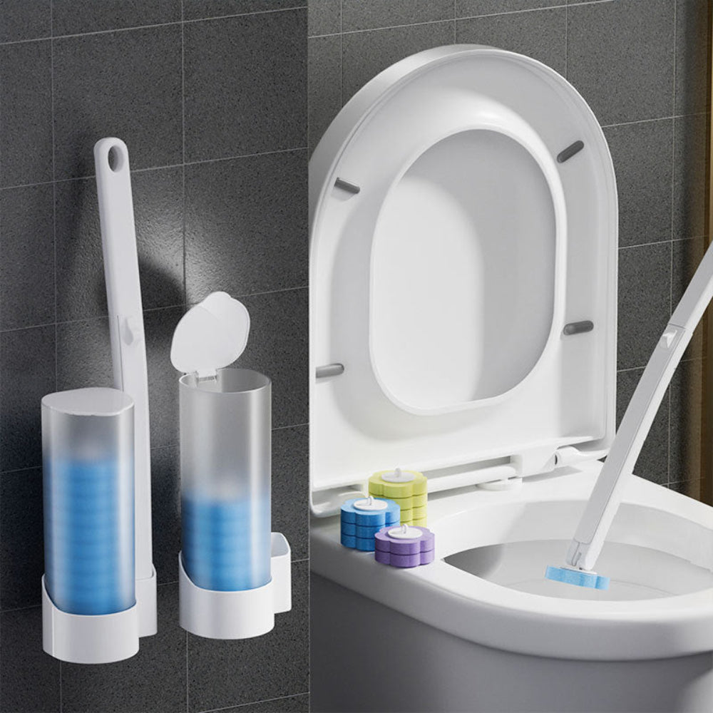 Flexible Toilet Brush — Replaceable Foam Detergent Applicators
