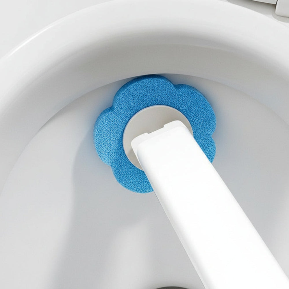 Flexible Toilet Brush — Replaceable Foam Detergent Applicators