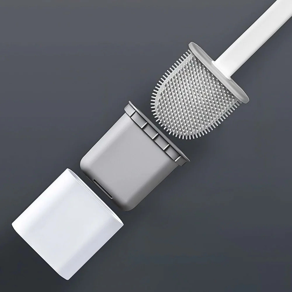 Flexible Toilet and WC Brush — Wall Holder, Curved Bristles
