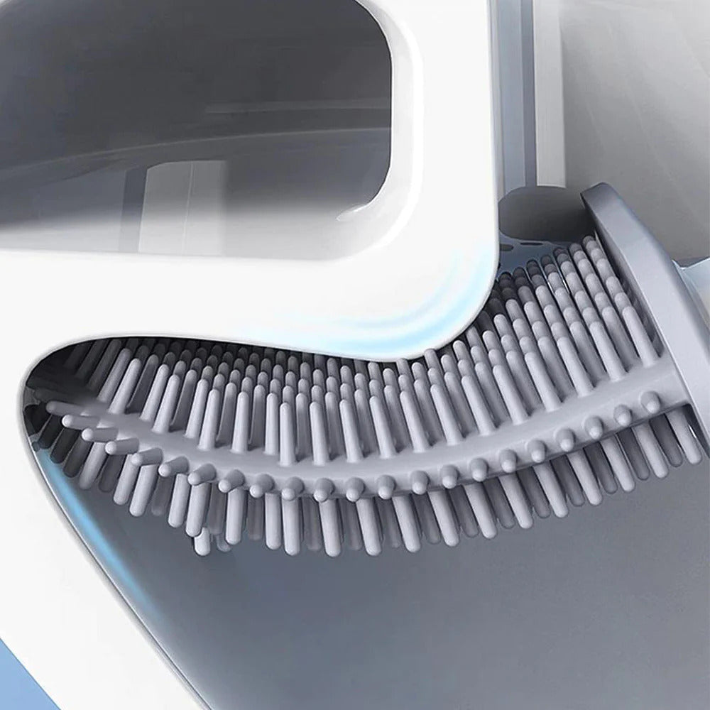 Flexible Toilet and WC Brush — Wall Holder, Curved Bristles