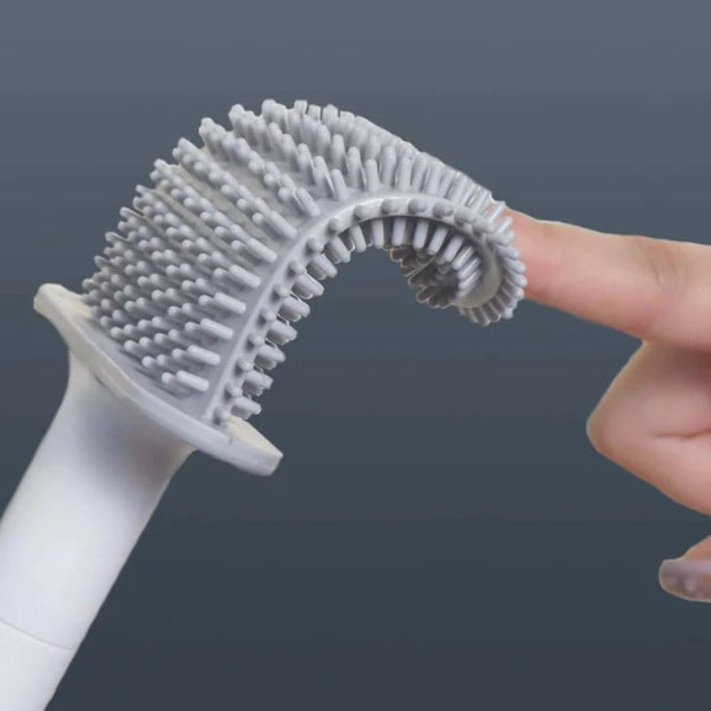 Flexible Toilet and WC Brush — Wall Holder, Curved Bristles