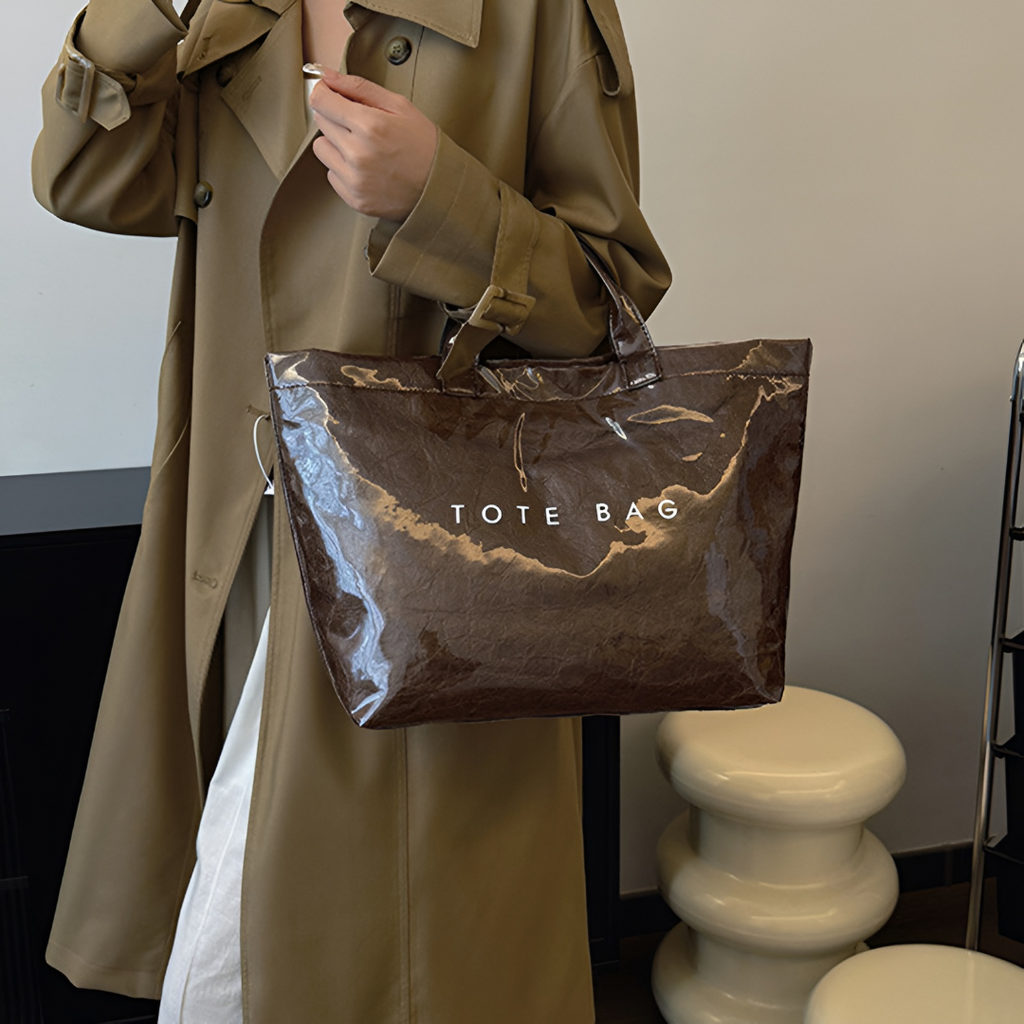 Structured Shopper Tote Bag — Wide Top Opening