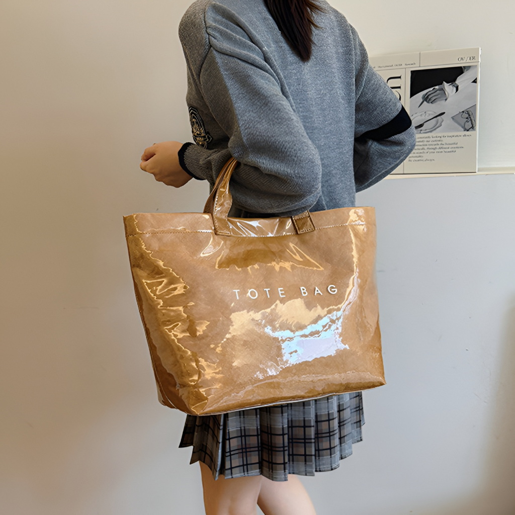 Structured Shopper Tote Bag — Wide Top Opening