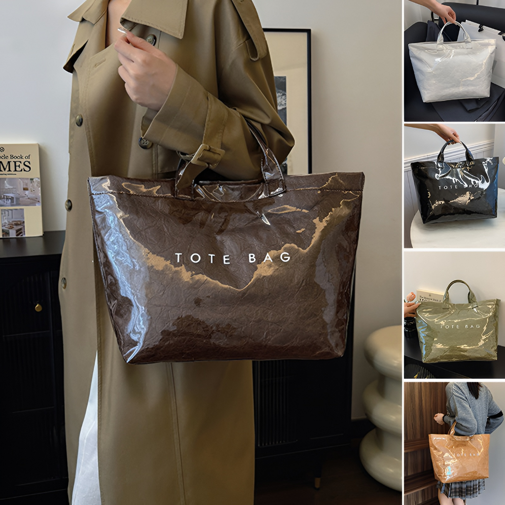Structured Shopper Tote Bag — Wide Top Opening