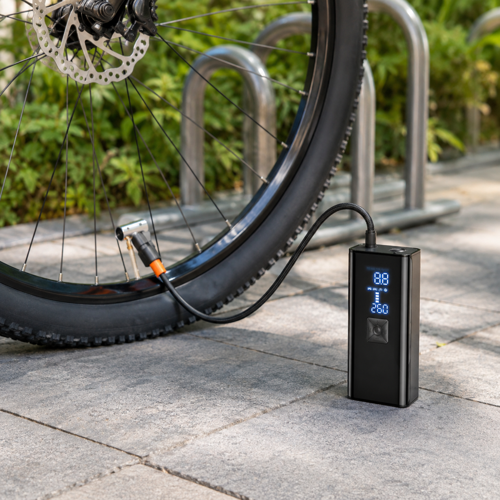 Inflador eléctrico portátil para neumáticos — 150 PSI, diseño compacto