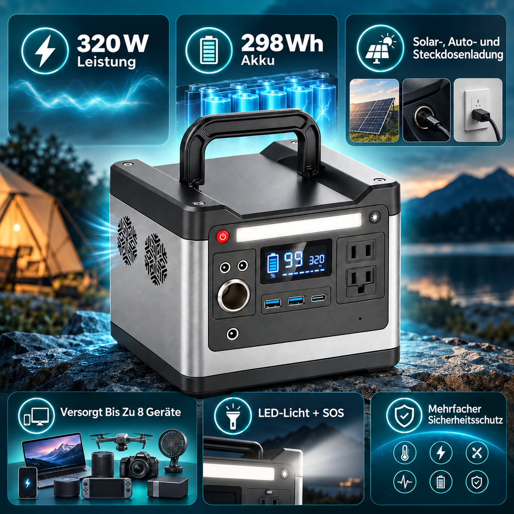 Station électrique portable de 298 Wh - Multiples sorties, haute puissance