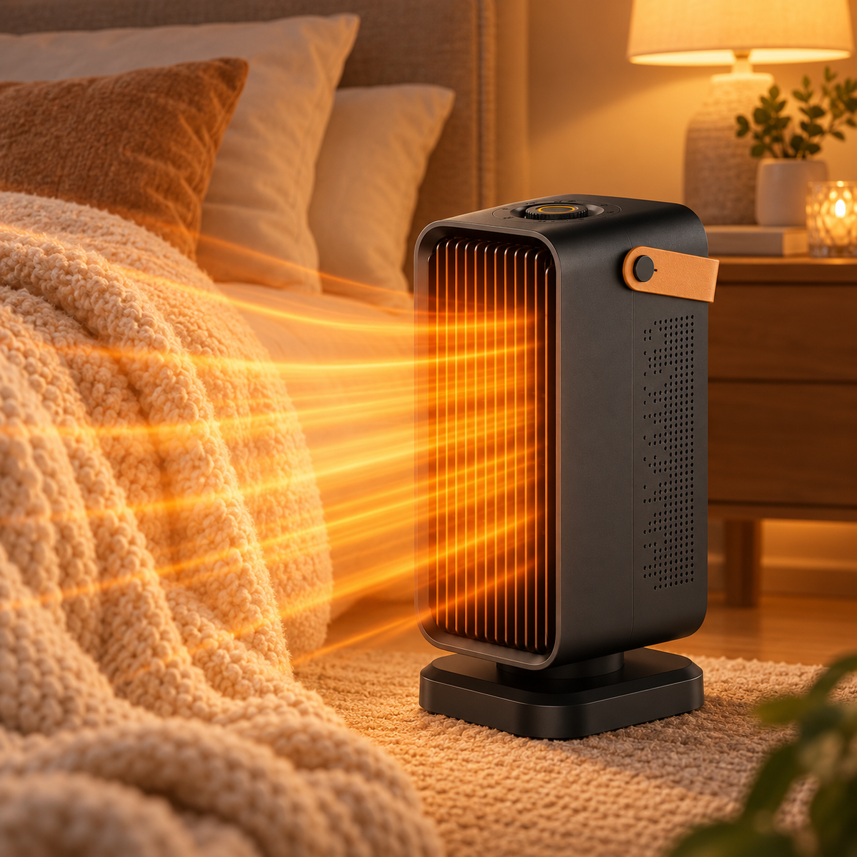 Portabel 1200W värmefläkt — kompakt design, säkerhetsavstängning