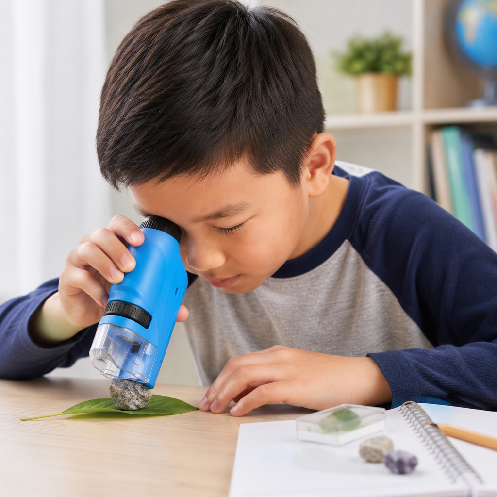 Portable Kids Microscope with LED Light — Educational Toy