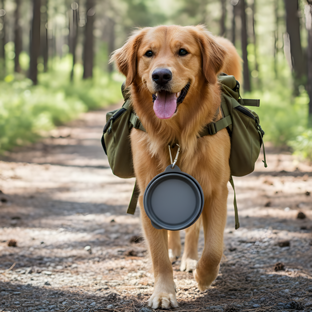 TrailFeast Dual Foldable Dog Travel Bowl — Compact Two-Dish Design