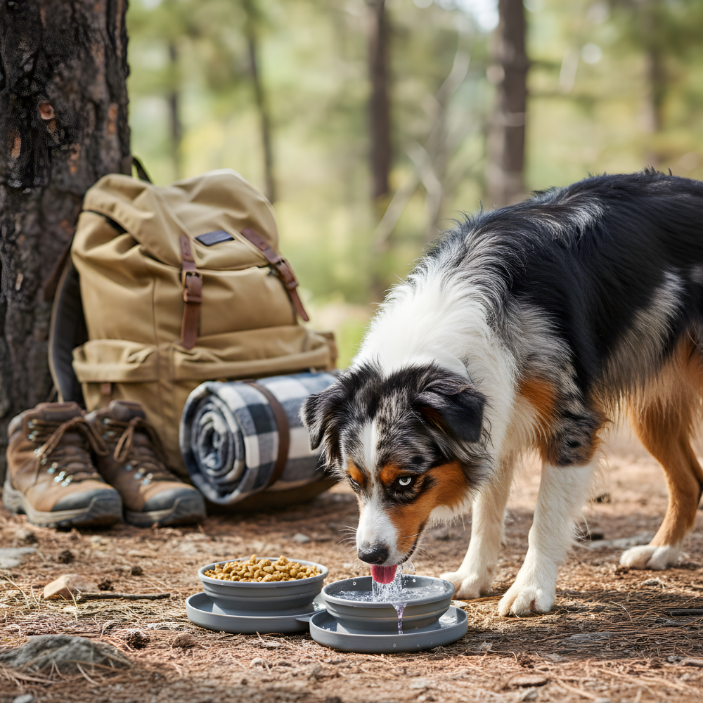 TrailFeast Dual Foldable Dog Travel Bowl — Compact Two-Dish Design
