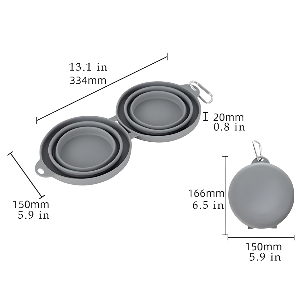 TrailFeast Dual Foldable Dog Travel Bowl — Compact Two-Dish Design